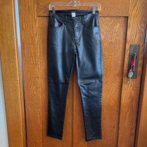 VENUS Black Faux Leather Skinny Pants